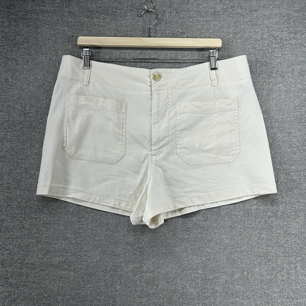 Maeve Anthropologie The Colette Shorts Women Size 33 Ivory Casual Linen Blend